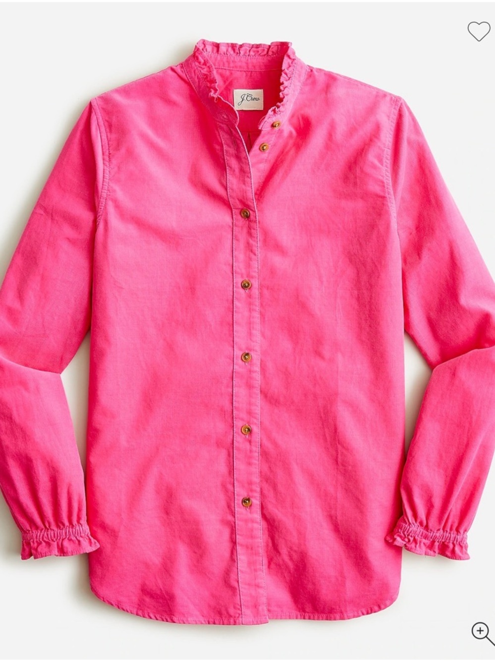 J. Crew Hot Pink Ruffle-Neck Button-Front Shirt